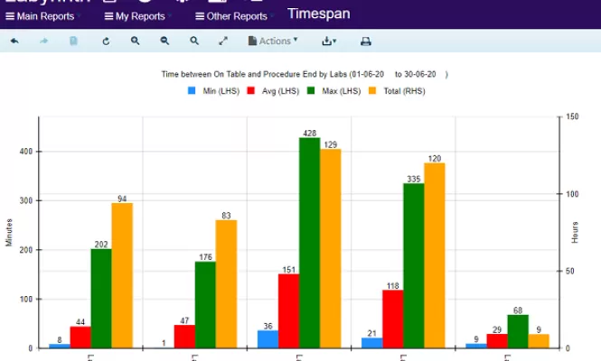 Example of Labyrinth software Cath Lab procedure timespans image